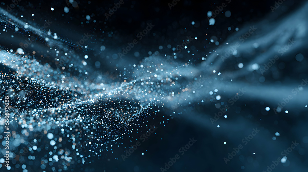 Poster abstract flowing particle wave in ethereal light creates a mesmerizing and dynamic visual experience