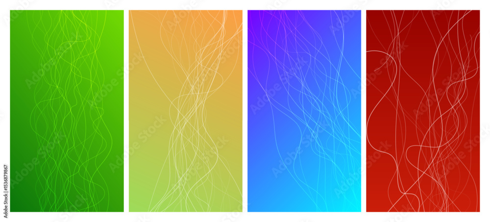 Poster set of abstract gradient backgrounds with wave beams