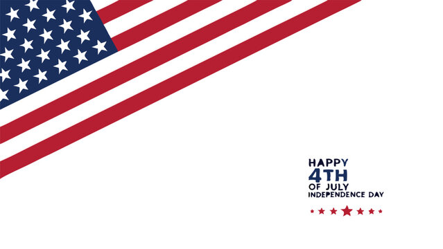 American flag with stars and stripes in the upper left corner for independence day celebration design
