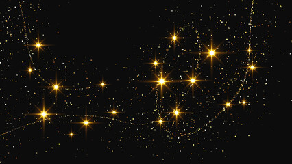 Obraz premium Gold glittering confetti wave and stardust