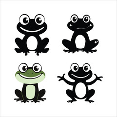 Fototapeta premium Frogs in Character – Representation of Amphibian Charm, Expressive Creatures, and Playful Nature Vector Illustration