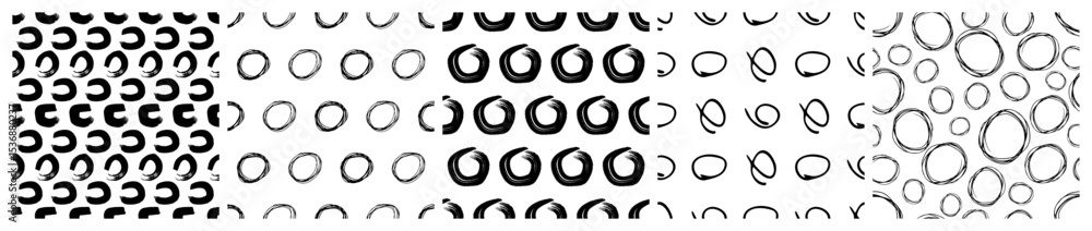 Aufkleber set of seamless patterns with scribble smears