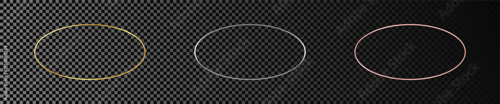 Poster set of three oval shape frames