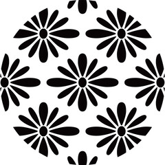 菊菱模様の装飾　モノトーン