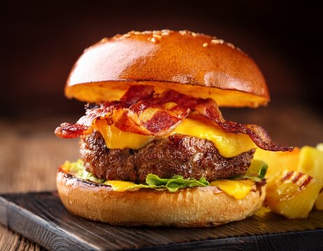 exotic flavor sensation a gourmet burger featuring grilled pineapple and bacon