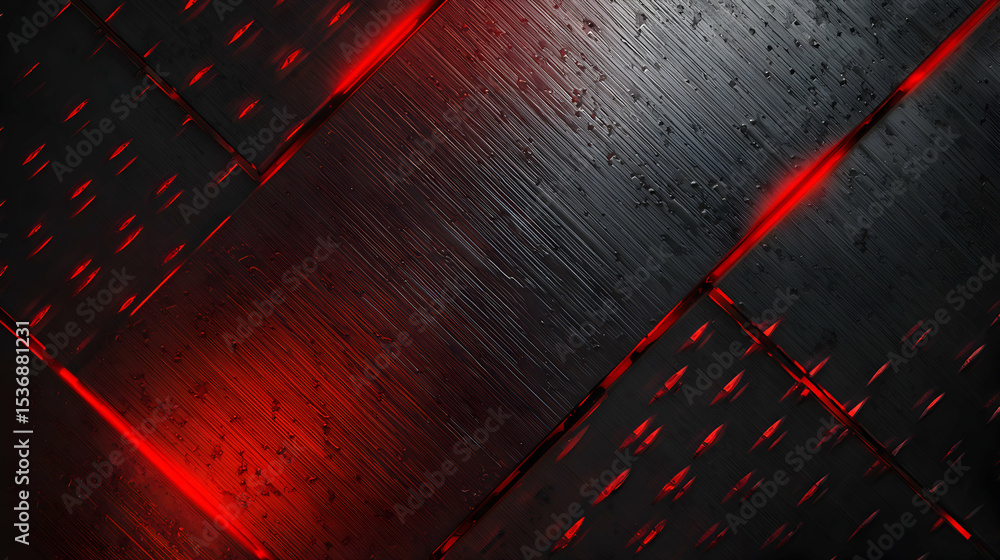 Poster abstract metal texture with red glowing lines creates a modern and edgy background image, design