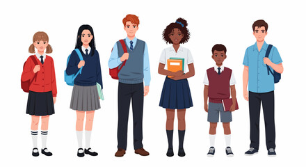 Diverse Group of Students in Uniforms Standing Together