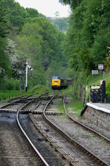 NYMR, North Yorkshire moors railway station at Goatland, UK. Preserved vintage railway.