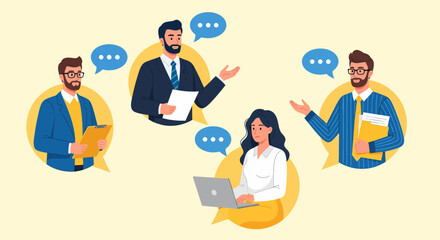 Business Communication and Team Discussion Diverse Group of Professionals