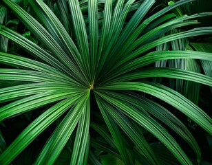 green tropical leaves