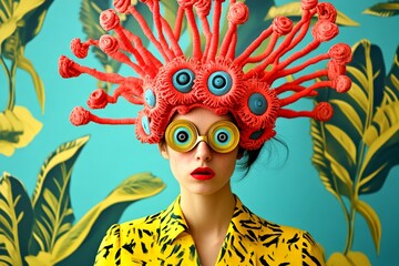 Unknown mental disorder. Surreal vision. Hallucination - due to belladonna: abstract image of health condition. Metaphorical belladonna emotions of a mental illusion. What is schizophrenia.