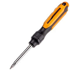 Orange screwdriver isolated on white background. Clipping path included.