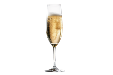 A glass of champagne on transparent background. PNG