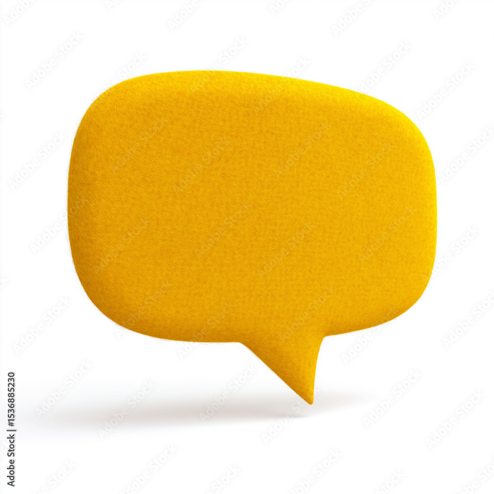 Poster isolated yellow speech bubble on a white background representing communication and conversation conc
