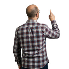 Man pointing up isolated on transparent background