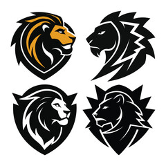 Four Stylized Lion Head Logos