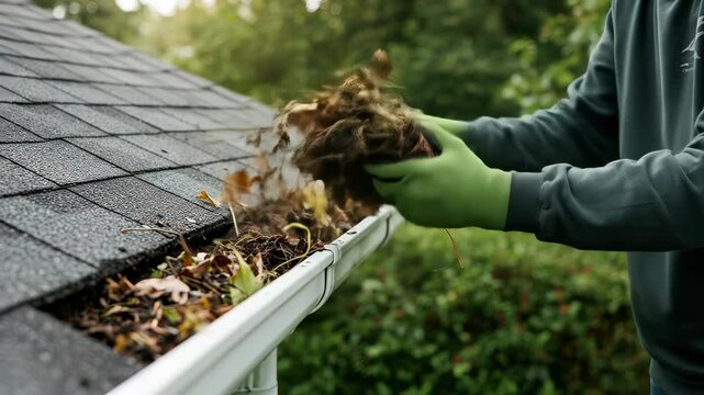 Cleaning Gutters: Removing Leaves & Debris by Hand for Home Maintenance - DIY Gutter Cleaning