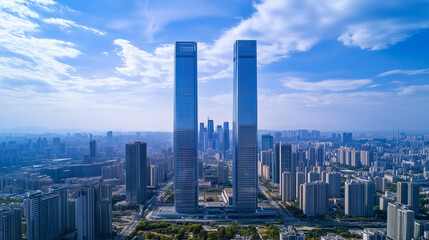 Aerial View of Modern City Skyline