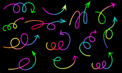 Arrows vector set in rainbow gradient colors for infographics, user interface, web design, presentations and creative modern digital projects.
