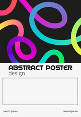 Modern minimalist poster with vibrant squiggle lines in rainbow gradient colors. Abstract composition for digital art and creative visual projects.
