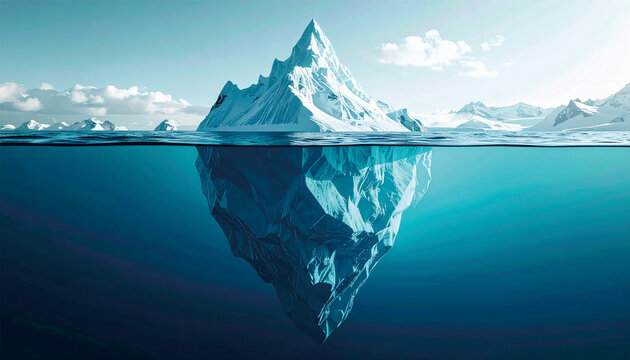 Iceberg Metaphor for Business Costs. Visible Profits and Hidden Expenses Concept