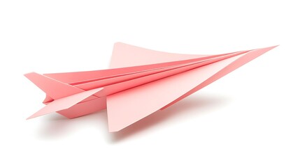 Pink Paper airplane isolated on white background.