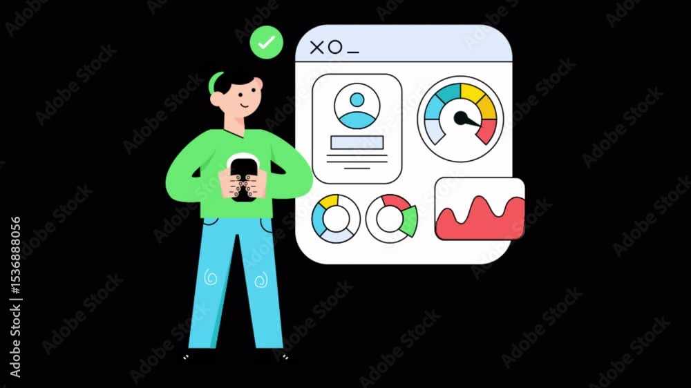 Poster dashboard 2d flat animations on transparent background