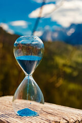 Hourglass landscape shot with Mount Wilder Kaiser in the background at Kaiserlift Kufstein, Tyrol, Austria
