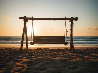 Coastal Swing Long Shadow on Textured Sand