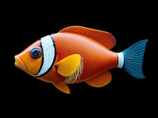 Colorful Fish Design - Black Background Pattern
