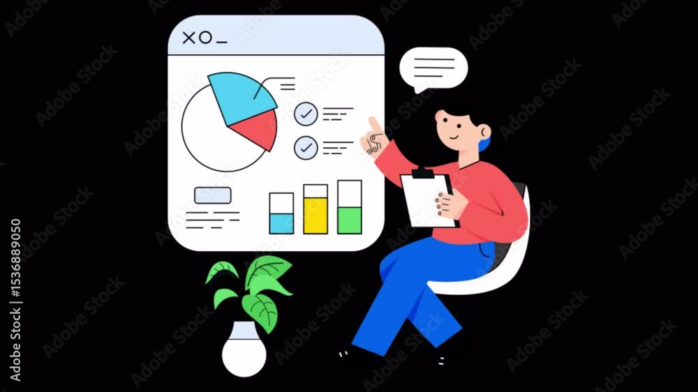 Poster digital analysis 2d flat animations on transparent background
