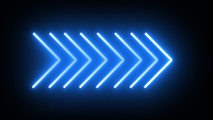 A blue right directional arrow isolated on a black background
