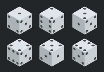 White dice. Vector 3d dice isolated on white background. Vector set