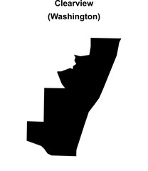 Clearview (Washington) blank outline map
