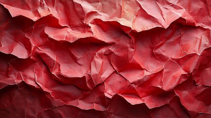 Obraz premium Red crumpled paper as a background texture, close-up