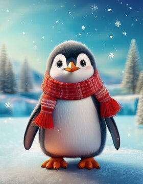 Shibi-Pinguinbaby mit Schal