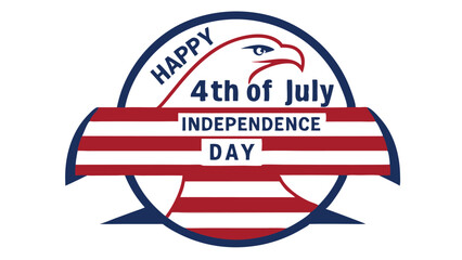 Happy fourth of july independence day banner with american flag stripes and eagle graphic design element celebration
