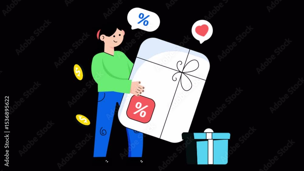 Poster loyalty program 2d flat animations on transparent background