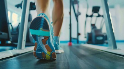 Athlete with injured ankle wrapped in medical tape during workout, sports injury treatment and recovery concept, fitness and healthcare theme.