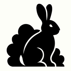 Black rabbit or bunny vector illustration for Easter and nature-themed designs