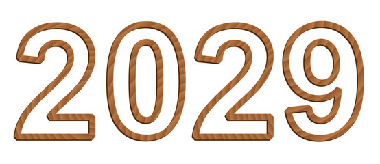 Vector digits isolated on white background. Set of three-dimensional numerals with texture of wood