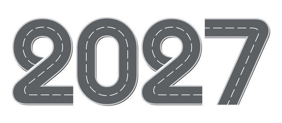 Figures of the new year in the form of a road. Vector drawing