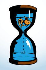 Fish in the hourglass. Vector drawing