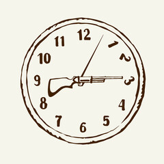 Waste time. The symbolic concept. Vector drawing