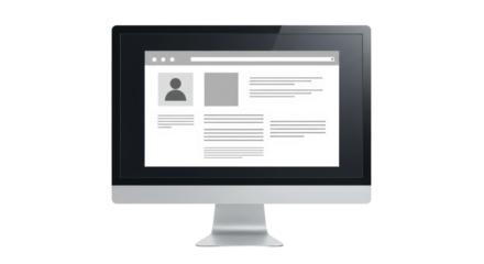 Isolated Computer Screen Displaying Profile and Content Layout