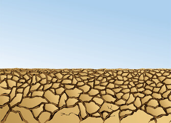 Dry cracked earth. Vector drawing