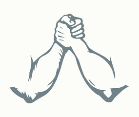 Hand wrestling contest. Vector drawing