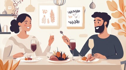 Couple enjoying a meal at home