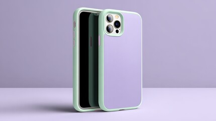 Stylish Lavender Purple Smartphone Case with Mint Green Border Modern Phone Protection