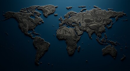 Textured World Map: A Dark and Mysterious Global View